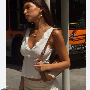 Princess Polly White Scalloped Edge Top NWT Cappucino tank